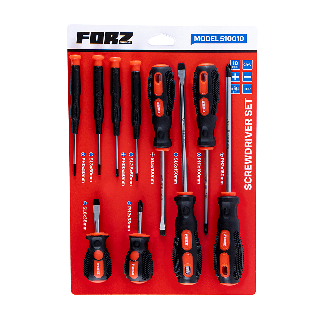 Набор отверток с магнитным наконечником FORZ 10 предметов, CrV