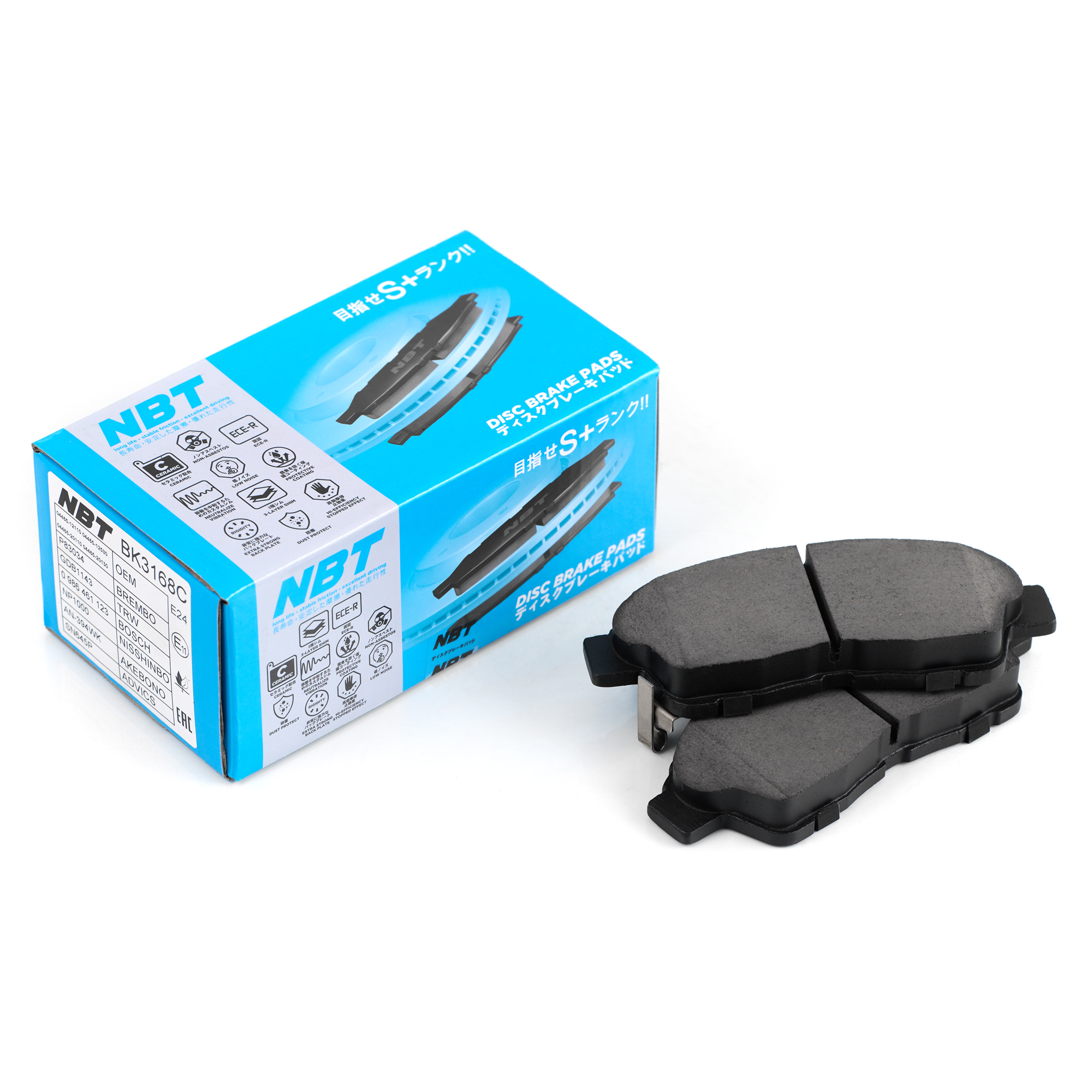 Колодки тормозные дисковые NBT BK3168C / SN645P / AN-394WK / NP1000 (PF1322) / 0 986 461 123 / SP1110 / 2160101 / GDB1143 / AV809 / GP02118 / D2118MH