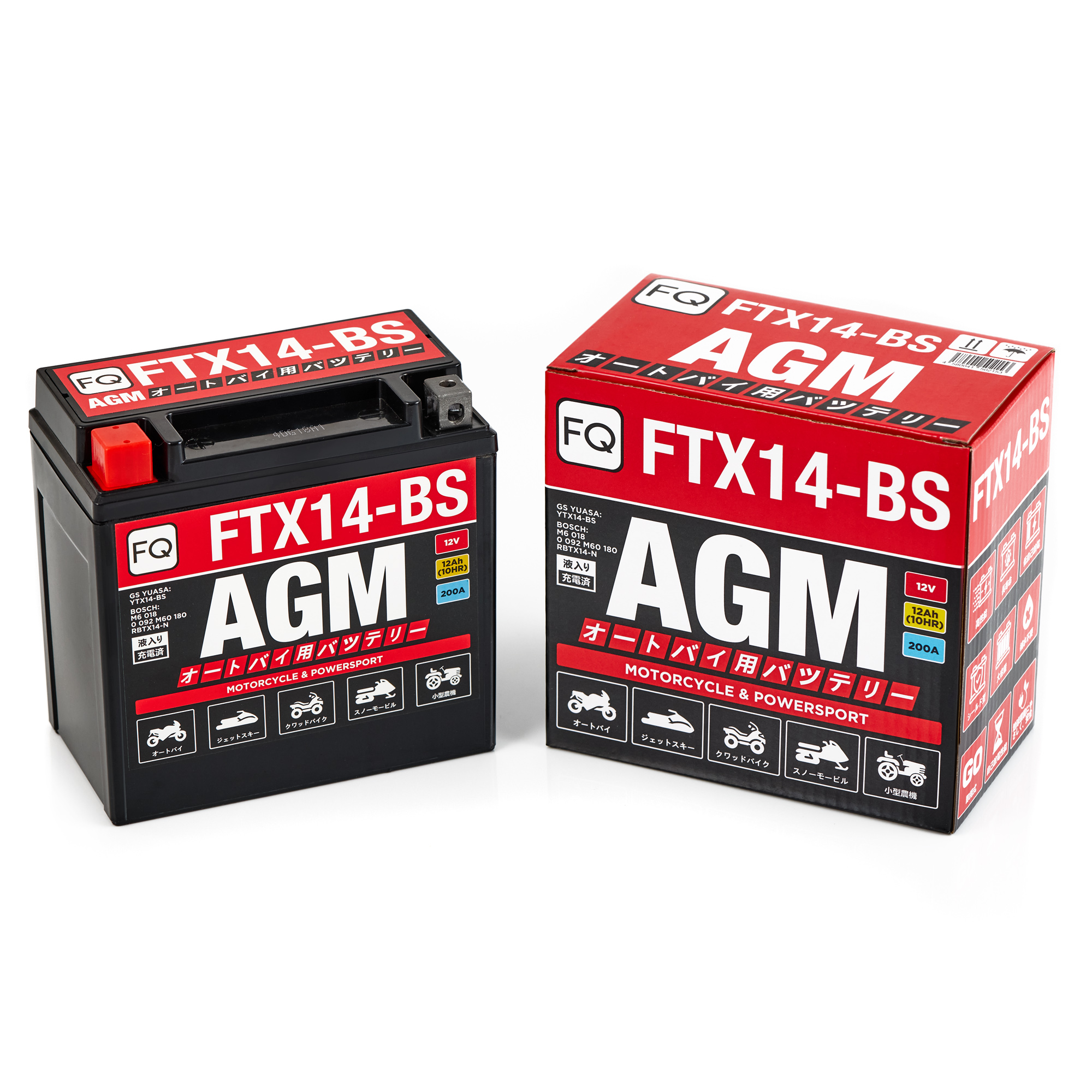 Мото аккумулятор FQ 12Ah FTX14-BS AGM