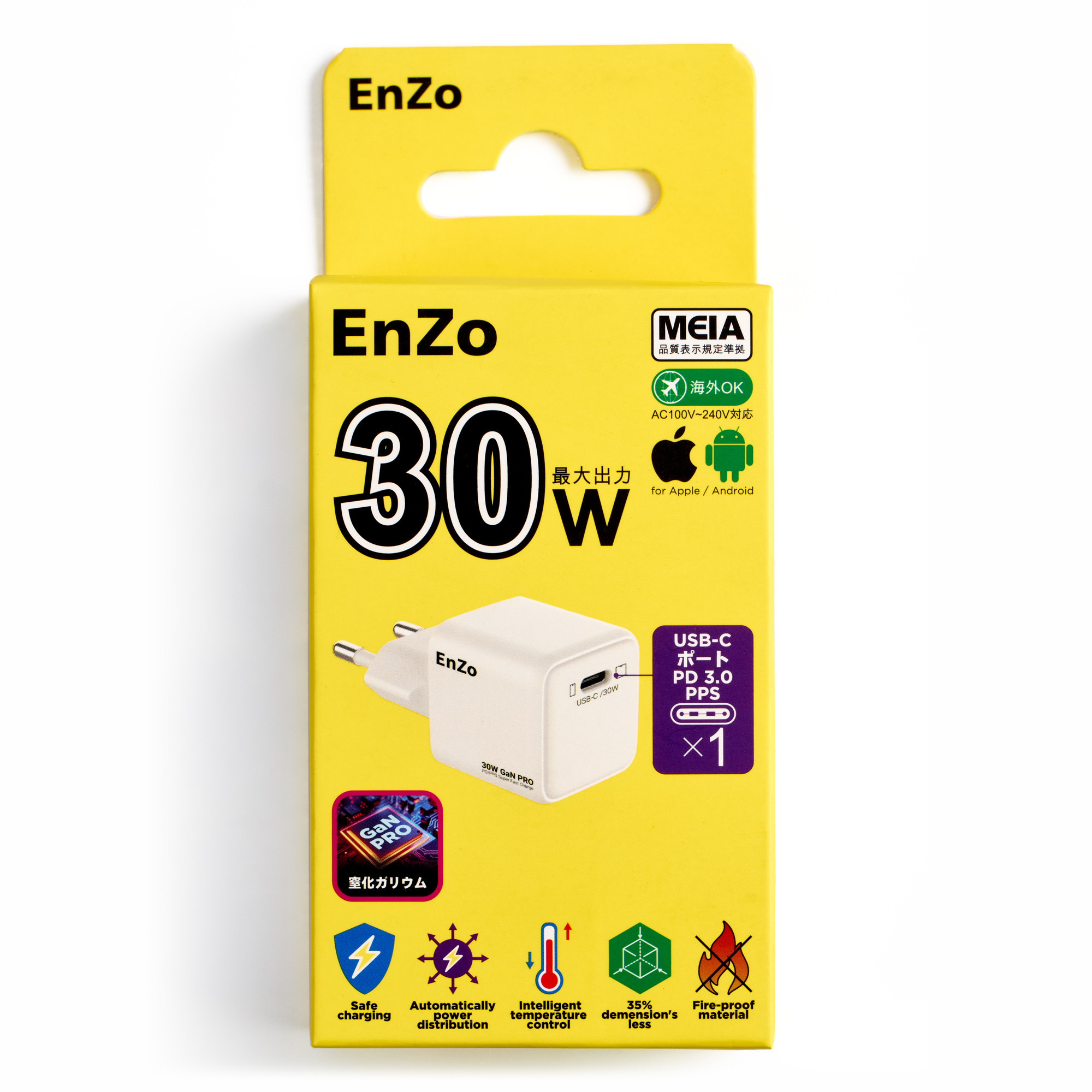 Сетевое зарядное устройство EnZo GaN PRO USB Type-C 30W PD/QC белый W30-1C