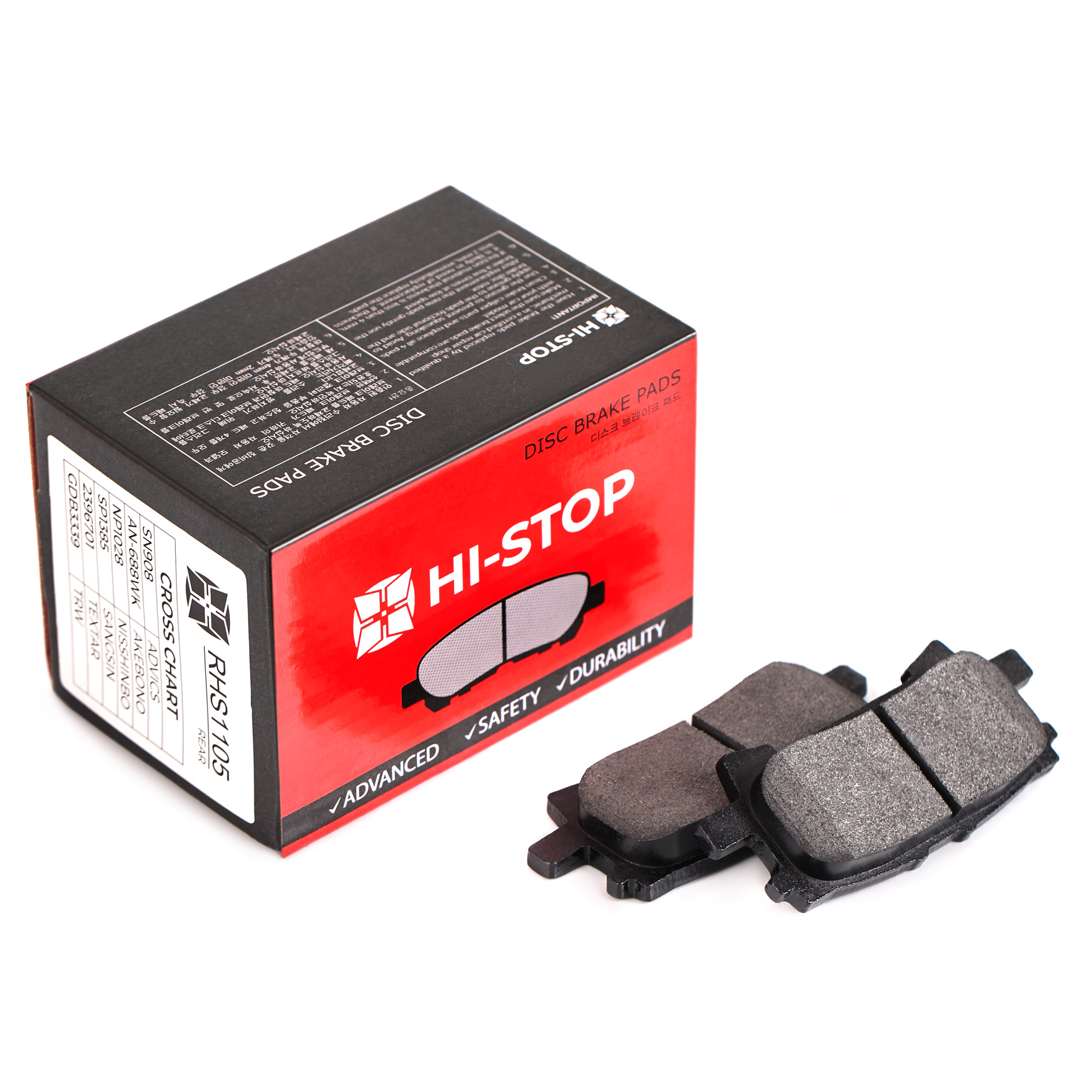 Колодки тормозные дисковые HI-STOP RHS1105 / SN908 / AN-688WK / NP1028 / 0 986 494 224 / SP1385 / 2396701 / GDB3339