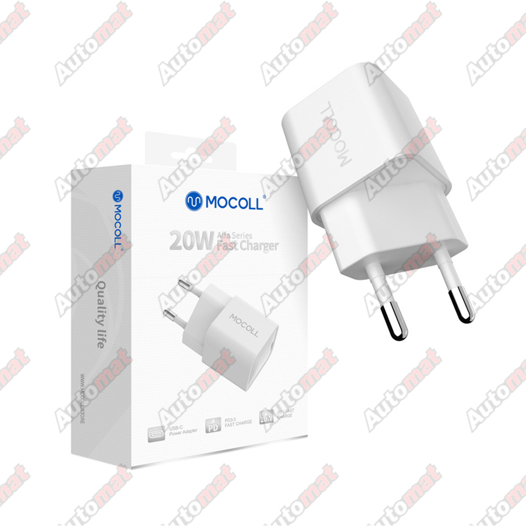 Сетевое зарядное устройство Mocoll 20W Mini Fast Charge Type-C Alfa Series White