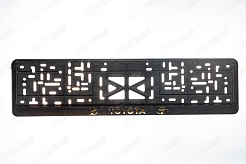 Рамка номера пластмасовая, с защелкой, тиснение Золотом TOYOTA (черная)